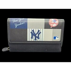 Bradford Exchange NY YANKEES Women’s Large Wallet Zip Snap Closure Clutch *Flaws